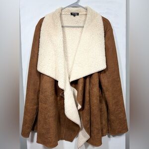 Stella Morgan Size 16 Brown and Cream Faux Shearling Jacket